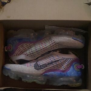 Nike Flyknit Sneakers with Purple and Blue Accents